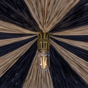 Vernon Raffia Striped Pendant Light 98cm Rattan & Rafia Lighting Collection Great Lighting UK Ltd